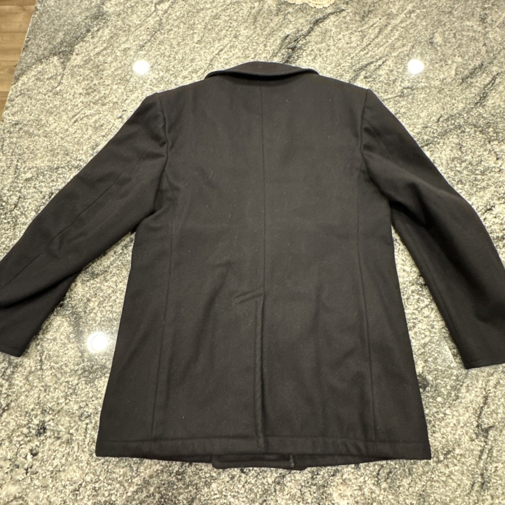 Vintage US Navy 100% Wool Pea Coat Black USN Jacket Overcoat Whaling USA 80s 42R - Picture 9 of 9
